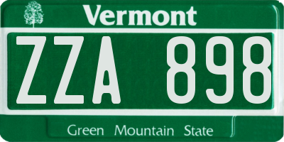 VT license plate ZZA898