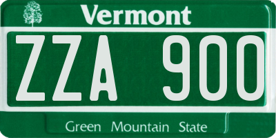 VT license plate ZZA900