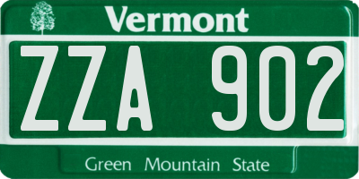 VT license plate ZZA902