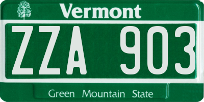 VT license plate ZZA903