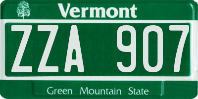 VT license plate ZZA907