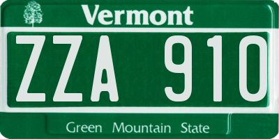 VT license plate ZZA910
