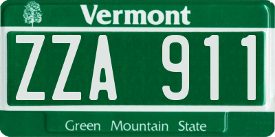 VT license plate ZZA911