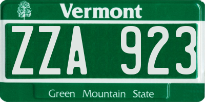 VT license plate ZZA923