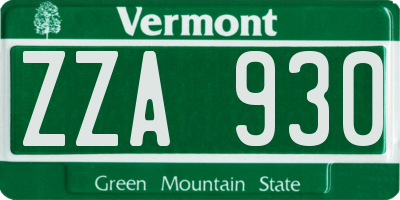 VT license plate ZZA930