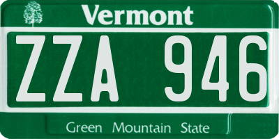 VT license plate ZZA946