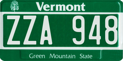 VT license plate ZZA948