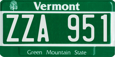 VT license plate ZZA951