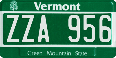 VT license plate ZZA956