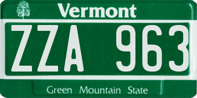 VT license plate ZZA963