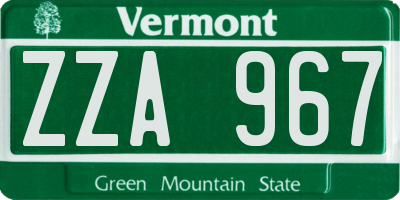 VT license plate ZZA967