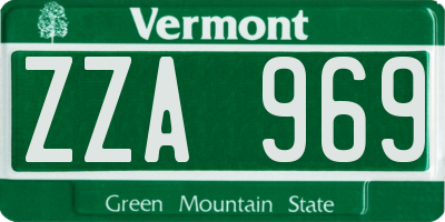 VT license plate ZZA969