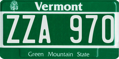 VT license plate ZZA970