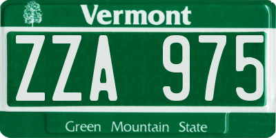 VT license plate ZZA975