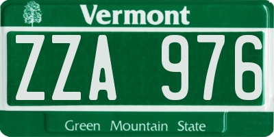 VT license plate ZZA976
