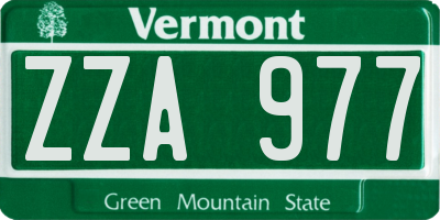 VT license plate ZZA977
