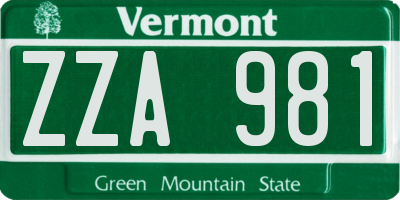 VT license plate ZZA981