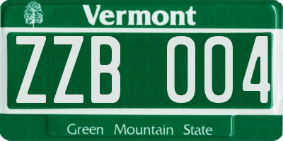 VT license plate ZZB004