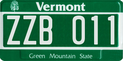 VT license plate ZZB011