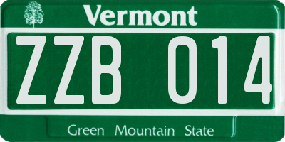 VT license plate ZZB014