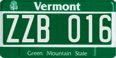 VT license plate ZZB016