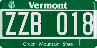 VT license plate ZZB018