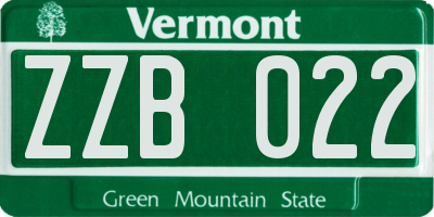 VT license plate ZZB022
