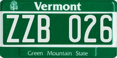 VT license plate ZZB026