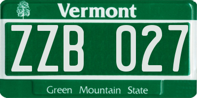 VT license plate ZZB027