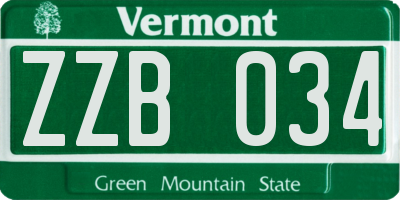 VT license plate ZZB034