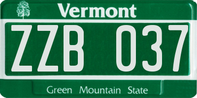 VT license plate ZZB037