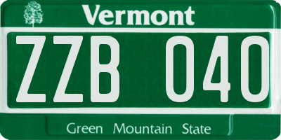 VT license plate ZZB040