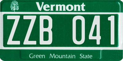 VT license plate ZZB041