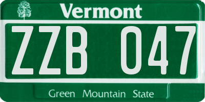 VT license plate ZZB047