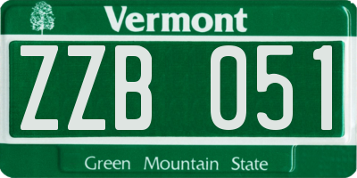 VT license plate ZZB051