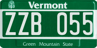 VT license plate ZZB055