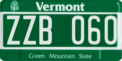 VT license plate ZZB060