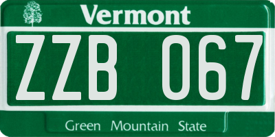 VT license plate ZZB067