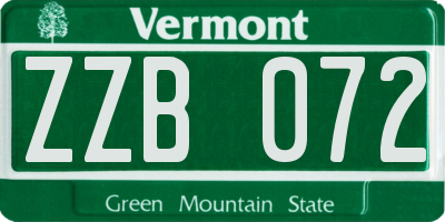 VT license plate ZZB072