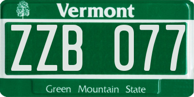 VT license plate ZZB077