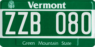 VT license plate ZZB080