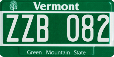 VT license plate ZZB082