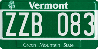 VT license plate ZZB083
