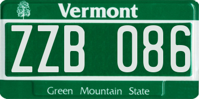 VT license plate ZZB086