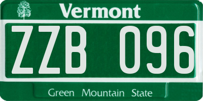 VT license plate ZZB096
