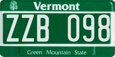 VT license plate ZZB098
