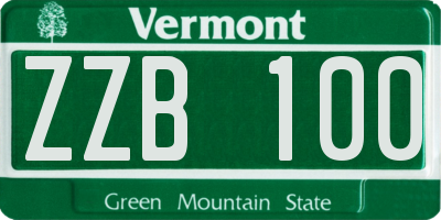 VT license plate ZZB100