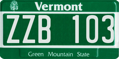 VT license plate ZZB103