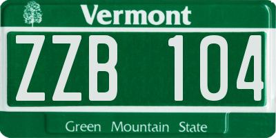 VT license plate ZZB104