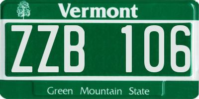 VT license plate ZZB106